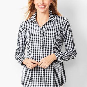 Talbots Wrinkle Resistant Gingham Button Down Shirt 8P